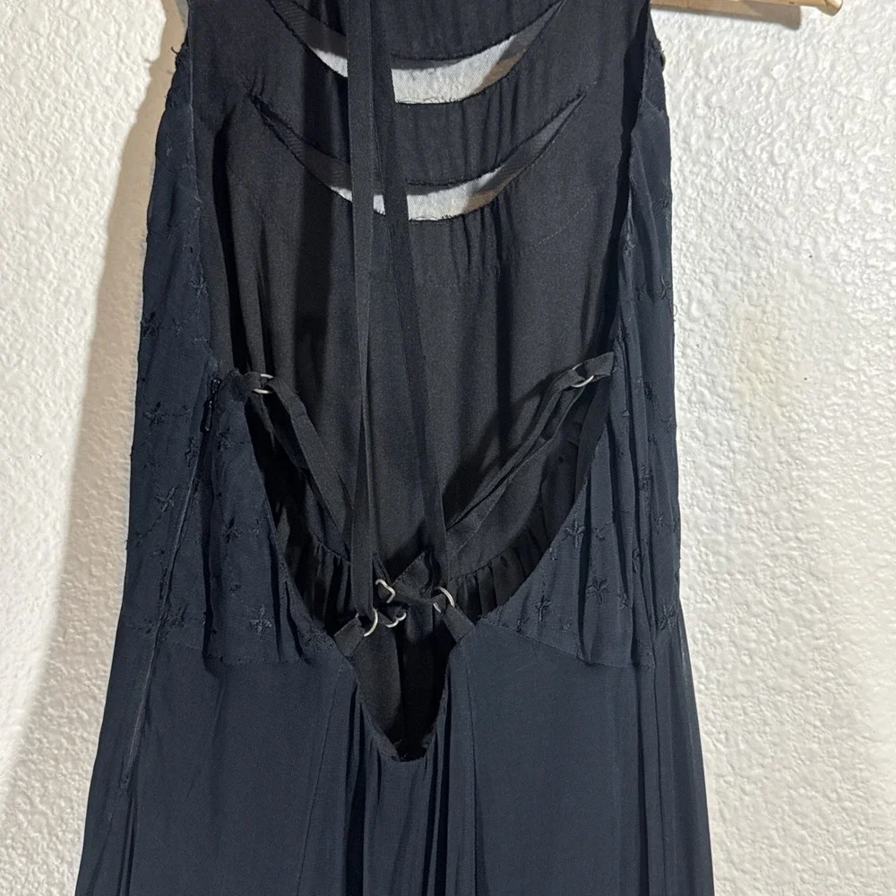 Free People Demeter Black Dress 4 Metal Beaded Boho Maxi Gown Whimsygoth $400 😍